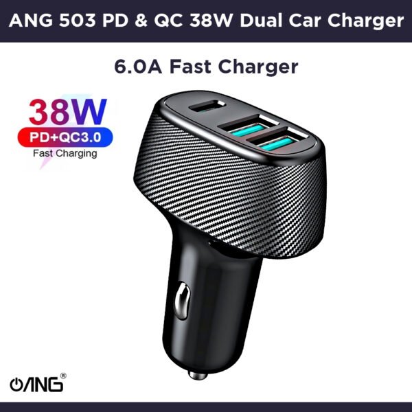 ANG 503 PD & QC 38W Dual Fast Car Charger 6.0A