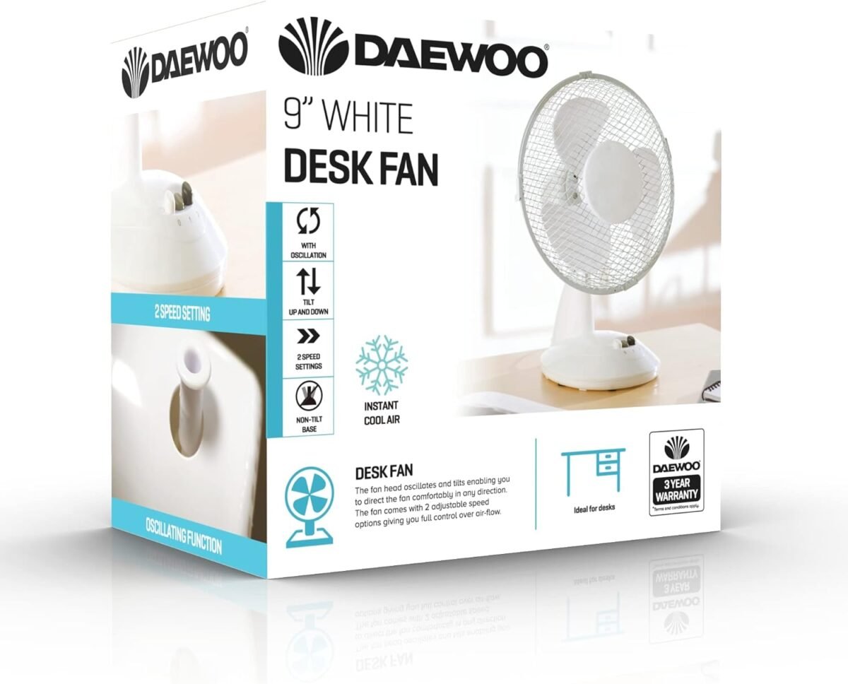 Daewoo Table Fan | 9-Inch Portable Desk Fan - iTech Group