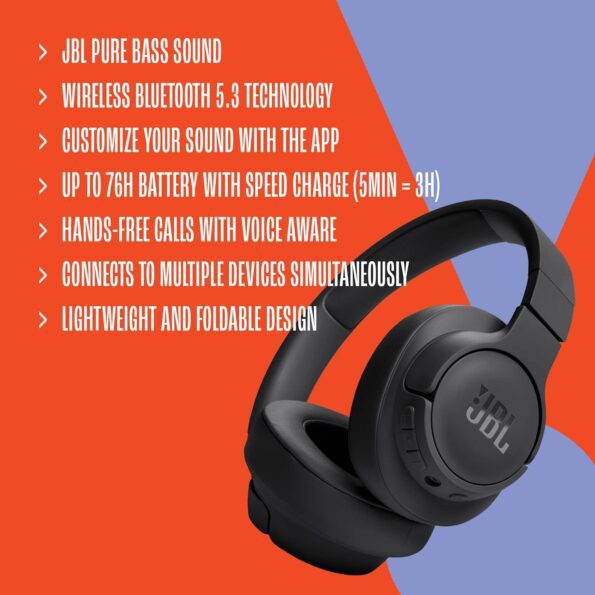 JBL Light Weight Headphone Wireless Bluetooth Technology