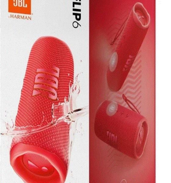 JBL Flip 6 – Portable Waterproof Bluetooth Speaker (Red)