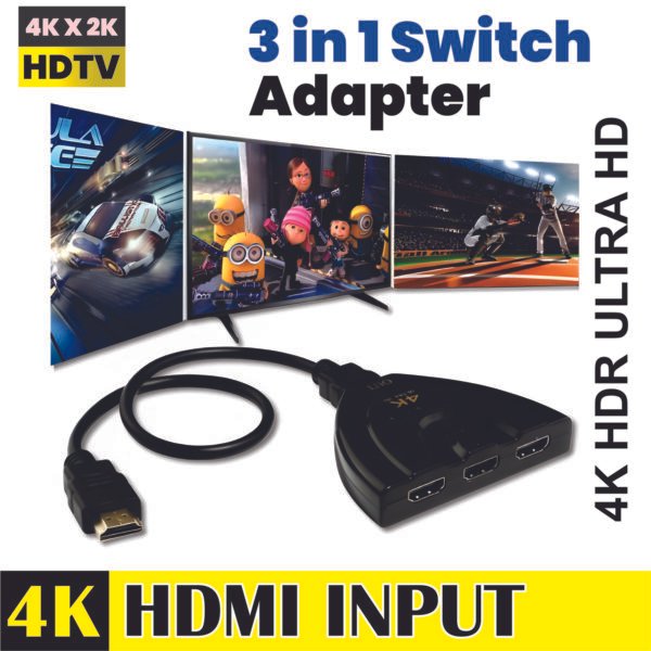 3 in 1 HDMI Input 4K x 2K HDTV Pigtail Switch Adapter