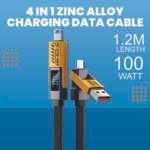 ANG 4 in 1 Charging Data Cable 100W With Digital LED Display