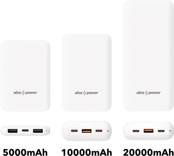 Portable power banks in different sizes and capacities