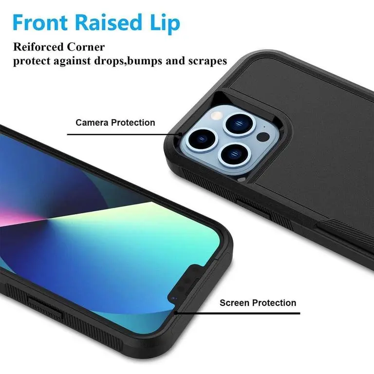 Raised edges and reinforced corners on a protective phone case
