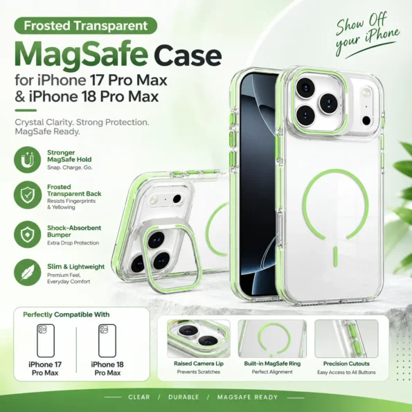 Frosted transparent MagSafe phone case for iPhone Pro Max