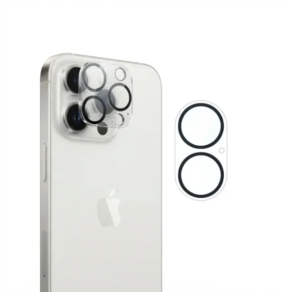 Back camera tempered glass protector installed on iPhone 17