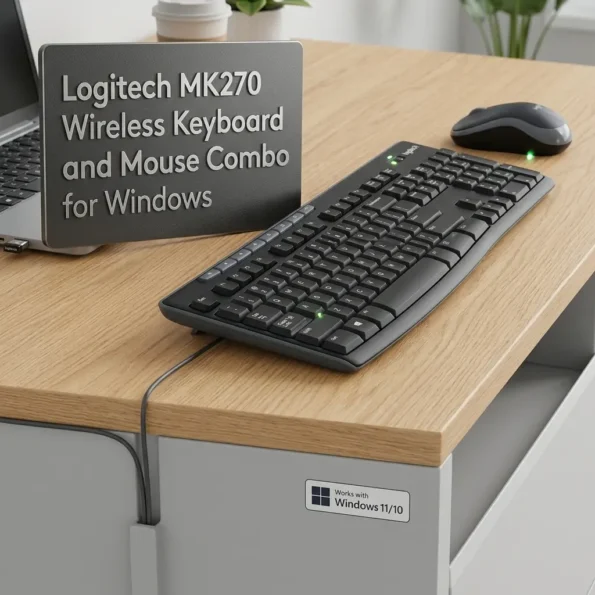 Logitech MK270 black wireless keyboard and mouse combo with UK QWERTY keyboard layout