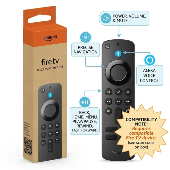 Fire TV Alexa Voice Remote with TV power and volume controls