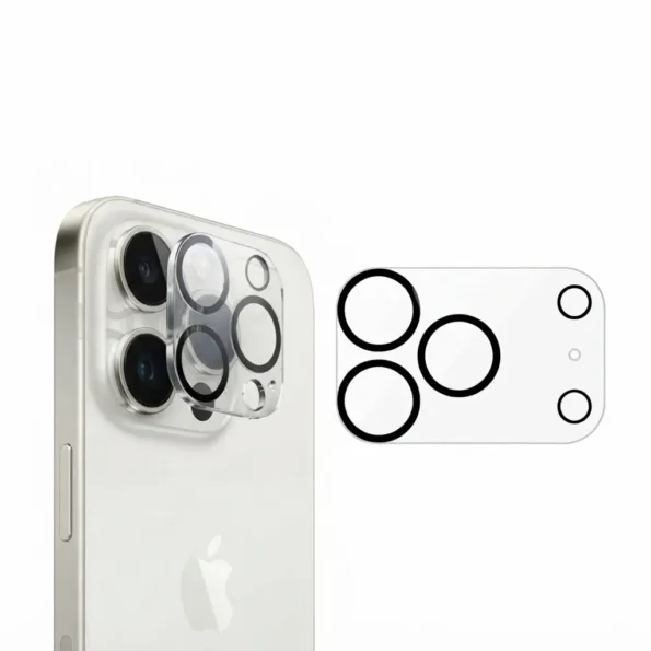 Back camera tempered glass protector installed on iPhone 17 Pro