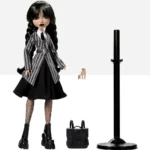 Monster High Wednesday Addams collector doll HXJ04 in black Nevermore Academy uniform with Thing and accessories