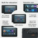 Amazon Fire HD 10 2023 tablet in Black with 10.1-inch Full HD display and 32GB storage