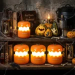 EverBrite Pumpkin Lantern Halloween Lights with lanyards, 3-pack
