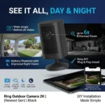 Ring Outdoor Camera 2K Battery Black with Retinal 2K video and enhanced zoom