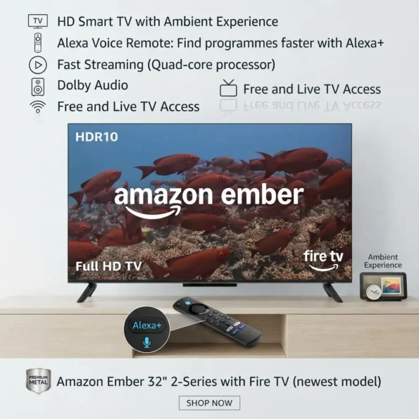 Amazon Ember 32-inch 2-Series HD smart TV with Fire TV and Alexa Remote