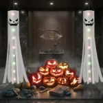 Jsdoin 180cm Halloween ghost windsocks with colourful 2m LED lights, two-piece outdoor decoration set