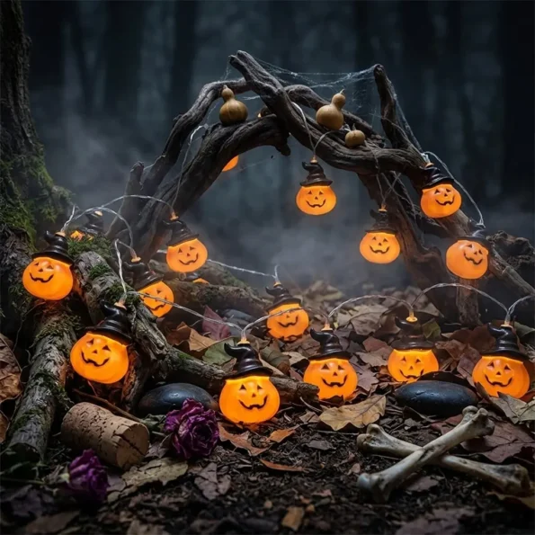 Jsdoin 5m battery-powered Halloween pumpkin string lights with 20 LED lights for party and home decoration