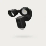 Ring Floodlight Cam Wired Plus Black outdoor security camera with LED floodlights