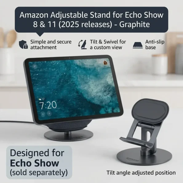 Amazon Adjustable Stand in Graphite for Echo Show 8 and Echo Show 11 2025 models