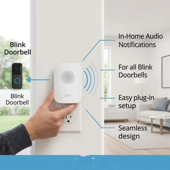 Blink Chime plug-in device for in-home audio notifications from compatible Blink video doorbells