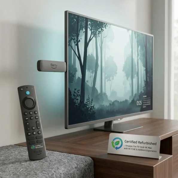Certified Refurbished Amazon Fire TV Stick 4K Max 2nd Generation streaming device with Wi-Fi 6E and Alexa Voice Remote
