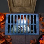 Halloween creepy clown doormat decoration with horror design for a spooky front porch