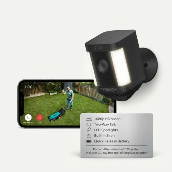 Ring Spotlight Cam Plus Battery wireless outdoor security camera with LED spotlights