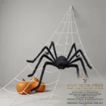 200-inch triangular Halloween spider web with a 59-inch giant hairy fake spider for indoor and outdoor decorations