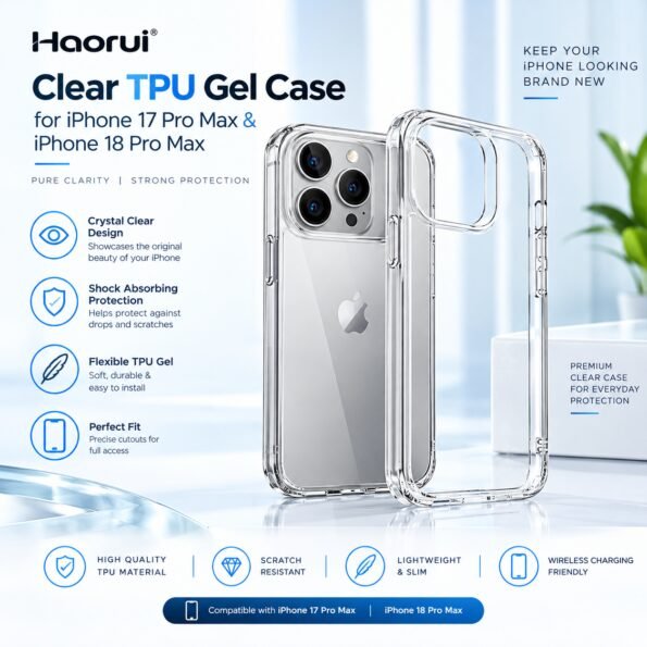 Clear flexible TPU gel case for iPhone Pro Max