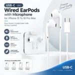 USB-C wired in ear earphones with built in microphone for compatible iPhone models