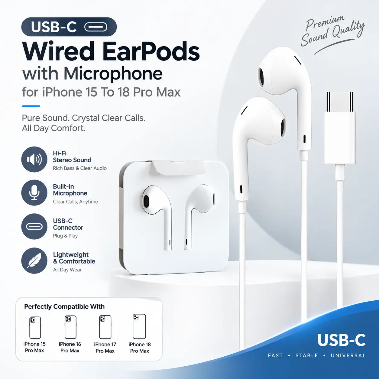 usb-c-wired-earphones-iphone-microphone USB-C wired in ear earphones with built in microphone for compatible iPhone models